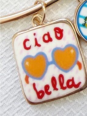 Ciao Bella Enamel Charm - Yellow & Blue Heart Sunglasses